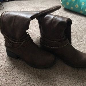 Brown knee high boots